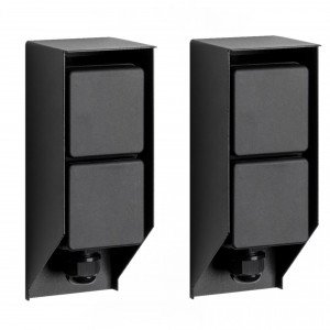 set van 2 Zwart tuinstopcontact voor buiten voorzien van makkelijke spie en twee stroompunten set van 2 Zwart tuinstopcontact voor buiten voorzien van makkelijke spie en twee stroompunten