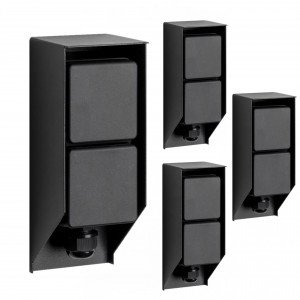 set van 4 Zwart tuinstopcontact voor buiten voorzien van makkelijke spie en twee stroompunten