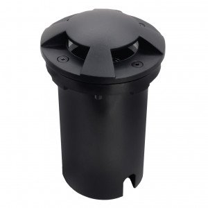 Zwarte ronde grondspot Ø10,8 cm met GU10 fitting en IP67 bescherming