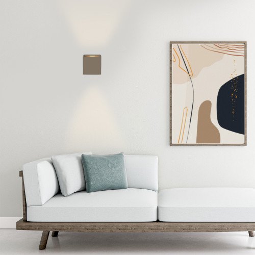 Shift up- en downlighter wandlamp voor binnen met modern design van aluminium in champagne kleur