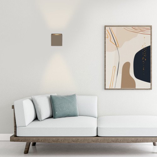 Shift up- en downlighter wandlamp voor binnen met modern design van aluminium in champagne kleur