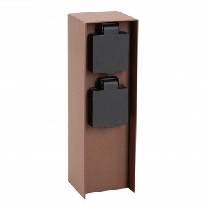 Buitenstopcontact charge 2 corten kleur 2 stopcontacten strak design randaarde