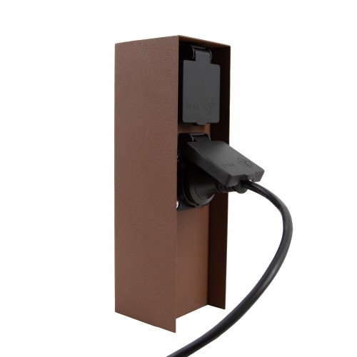 Buitenstopcontact charge 2 corten kleur 2 stopcontacten strak design randaarde
