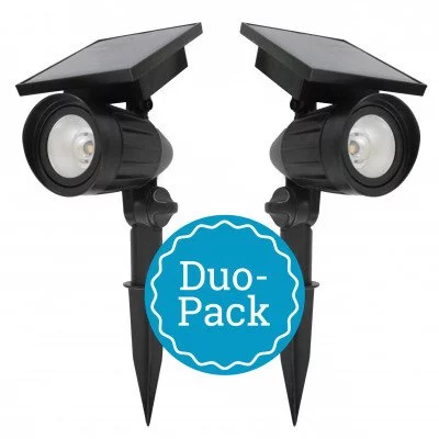 LOTMOS Solarspots voor tuin, 4 stuks/72 leds, 3000 K warmwit, led-zonnelamp, waterdicht, tuinverlichting op zonne-energie, voor weg, binnenplaats, garage