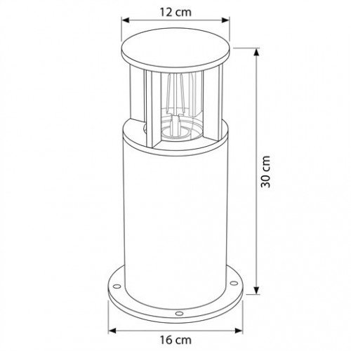 Een bruine robuuste ronde tuinlamp cortenstaal E27 fitting 