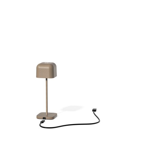 Beige compact tafellamp aluminium modern buiten en binnen