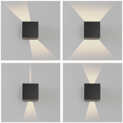 Reach up- en downlighter wandlamp voor binnen en buiten met modern design van aluminium in champagne kleur