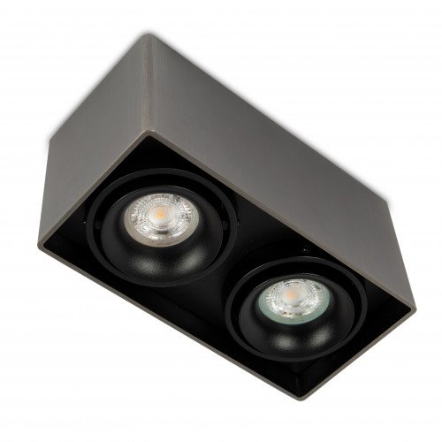 Richtbare opbouwspot Bjorn 2 Gun Metal rechthoekig