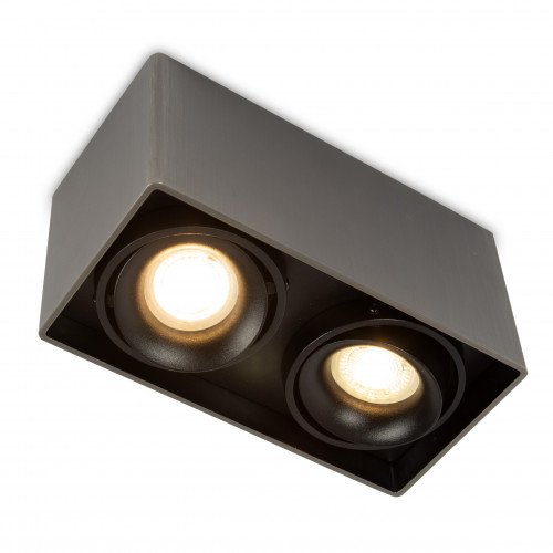 Richtbare opbouwspot Bjorn 2 Gun Metal rechthoekig