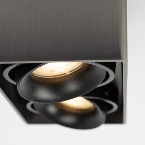 Richtbare opbouwspot Bjorn 2 Gun Metal rechthoekig
