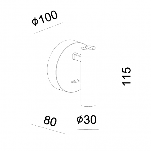 Zwarte wandspot richtbaar aluminium USB