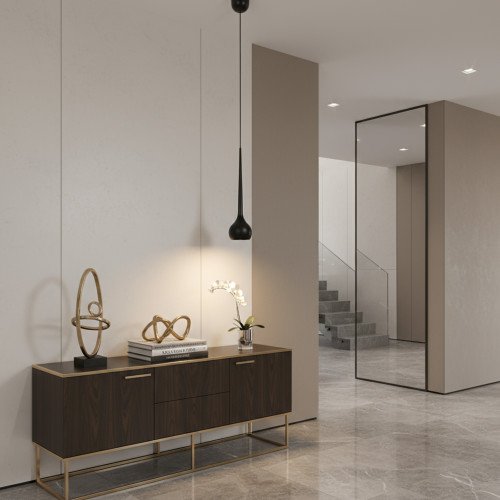 Zwarte druppel-design hanglamp aluminium modern