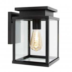 Zwarte moderne vierkante wandlamp zwart e27