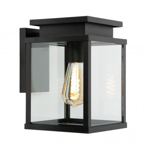 Zwarte moderne vierkante wandlamp zwart e27