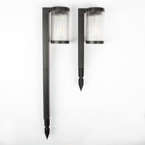 Zwarte LED solar tuinlamp met prikspie tuinverlichting