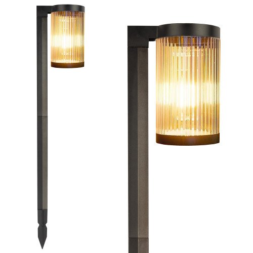 Zwarte LED solar tuinlamp met prikspie tuinverlichting