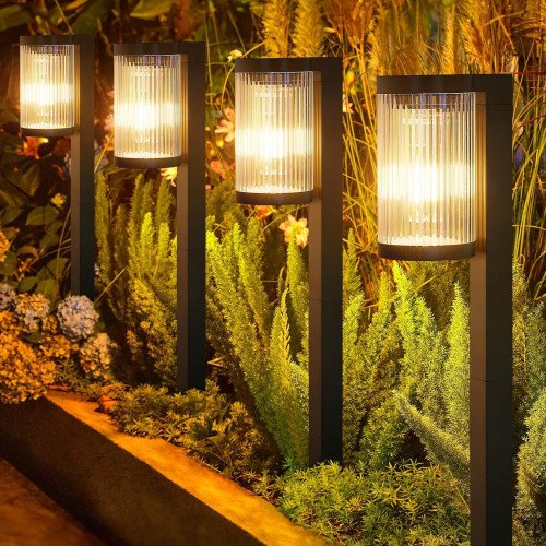 Zwarte LED solar tuinlamp met prikspie tuinverlichting