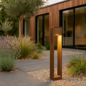 Tuinlamp 90cm cortenstaal vierkant modern GU10