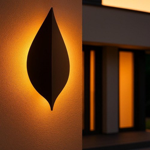 Buitenlamp Leaf muurlamp zwart aluminium modern