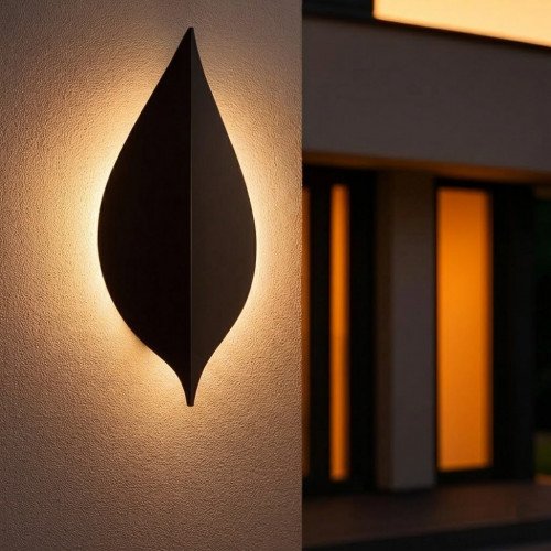 Buitenlamp Leaf muurlamp zwart aluminium modern