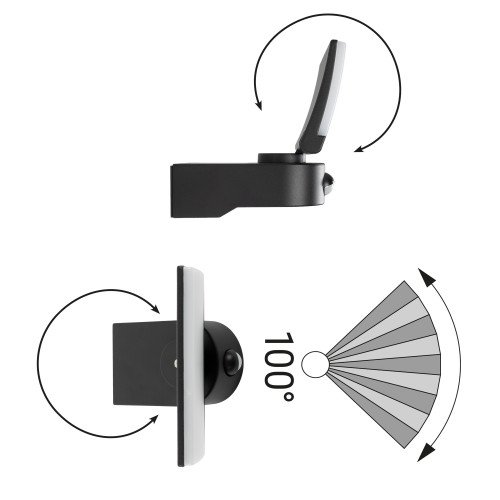 Buitenlamp Ceva muurlamp met sensor zwart aluminium
