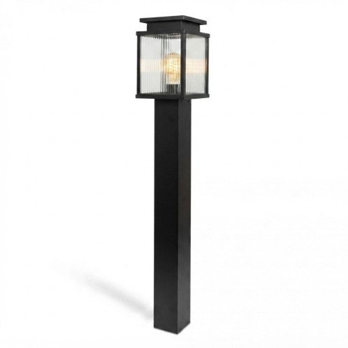 Buitenlamp Leicester 2 tuinlamp zwart geribbeld glas aluminium 100cm