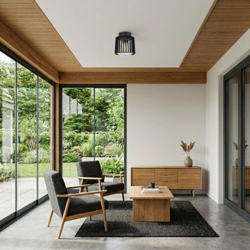 Buitenlamp Corby plafondlamp zwart aluminium modern