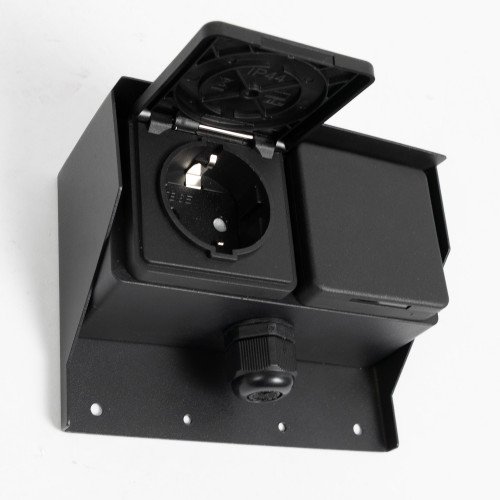 Buitenstopcontact 2 Wanstopcontact Zwart RVS Modern