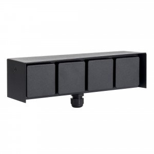 Buitenstopcontact 4 Wanstopcontact Zwart RVS Modern