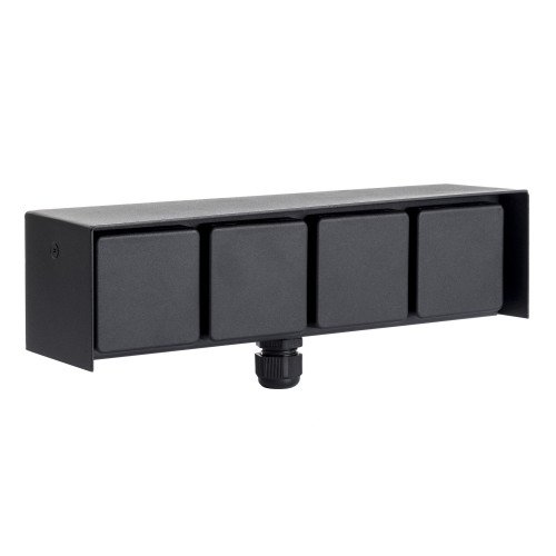 Buitenstopcontact 4 Wanstopcontact Zwart RVS Modern