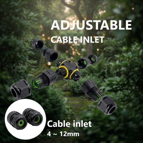 Waterdichte veilige X-aftak kabelverbinder IP86 zwart 