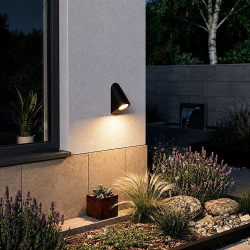 Buitenlamp Alan Muurlamp zwart modern aluminium