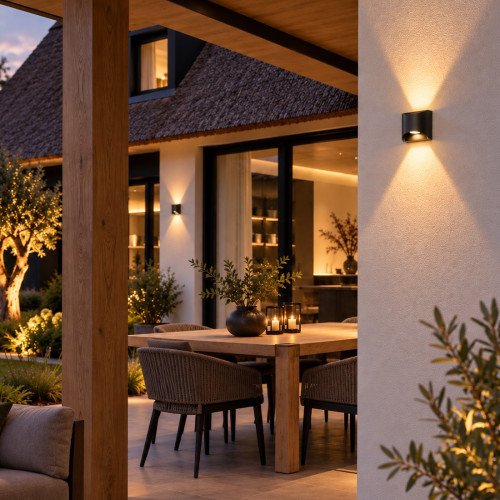 Buitenlamp Reno up en down muurlamp zwart