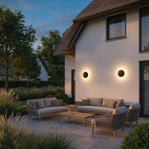 Buitenlamp Eclips wandlamp medium zwart aluminium modern
