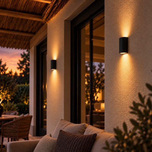 Buitenlamp Oscar ip en down muurlamp zwart GU10 Modern
