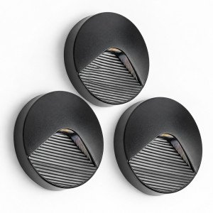 set van 3 Buitenlampen Emily muurlamp zwart 12.8cm modern