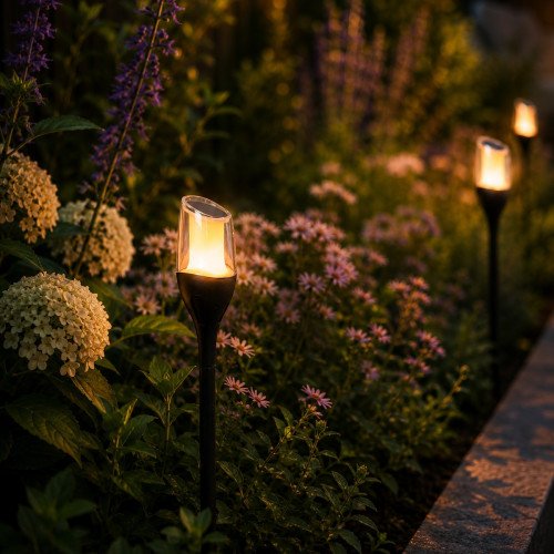 Buitenlamp Torch solar tuinlamp zwart modern