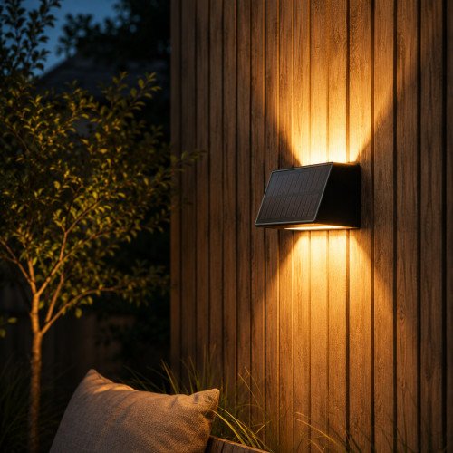 Buitenlamp Mitch solar muurlamp zwart modern