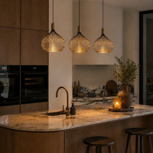 Binnenverlichting Isabel hanglamp zwart goud