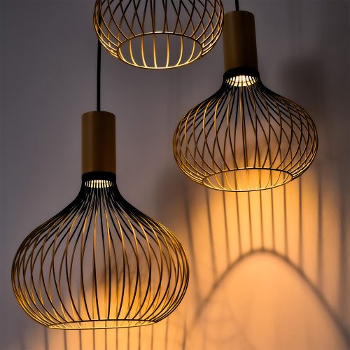 Binnenverlichting Isabel 5-lichts hanglamp zwart beige