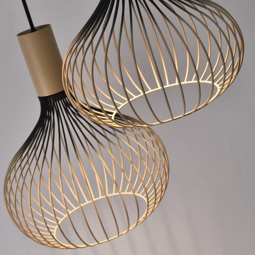 Binnenverlichting Isabel 5-lichts hanglamp zwart beige