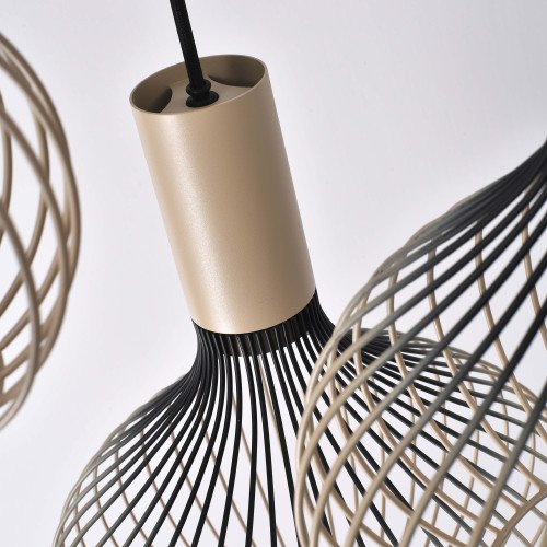 Binnenverlichting Isabel 5-lichts hanglamp zwart beige