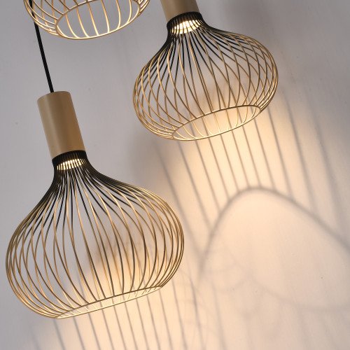 Binnenverlichting Isabel 5-lichts hanglamp zwart beige