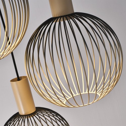 Binnenverlichting 5-lichts Ascha hanglamp zwart beige