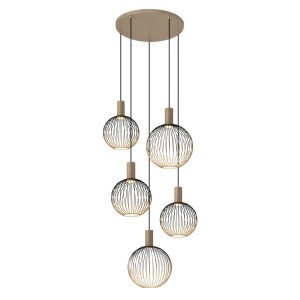 Binnenverlichting 5-lichts Ascha hanglamp zwart beige
