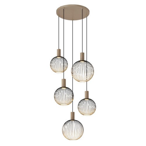 Binnenverlichting 5-lichts Ascha hanglamp zwart beige