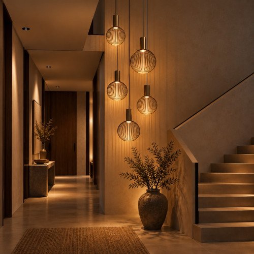 Binnenverlichting 5-lichts Ascha hanglamp zwart goud