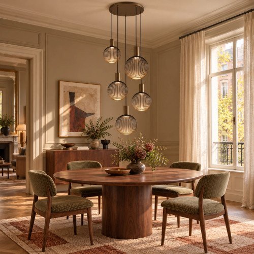 Binnenverlichting 5-lichts Ascha hanglamp zwart goud