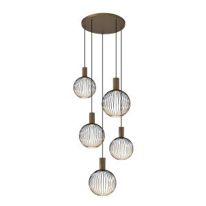 Binnenverlichting 5-lichts Ascha hanglamp zwart goud