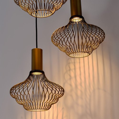 Binnenverlichting 3-lichts Asli zwart goud